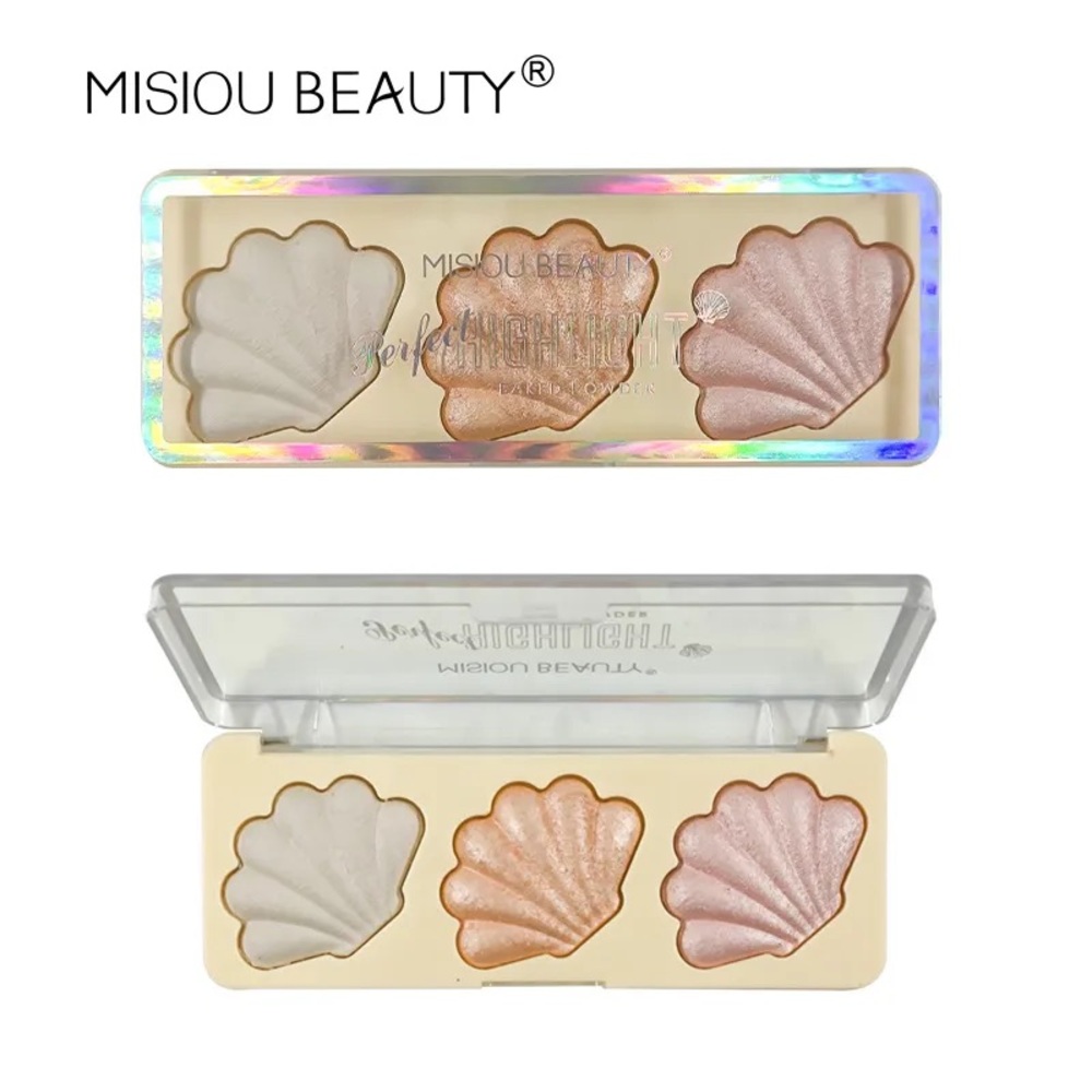 Pearlescent Nude High Glow Iridescent Highlighter Blush Powder Trio